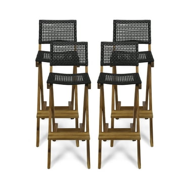 Noble House Polaris Outdoor Folding Acacia Wood Barstools (Set of 4) Teak/Brown