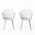 thumbnail image 1 of Noble House Poppy Plastic Patio Dining Arm Chair in White (Set of 2), 1 of 8