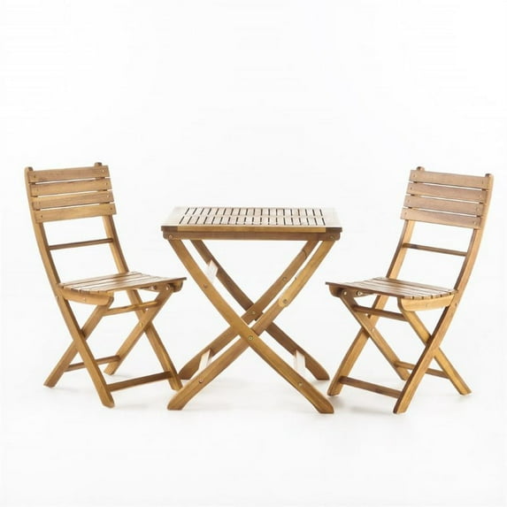 Noble House Positano 3 Piece Outdoor Acacia Wood Bistro Set in Natural