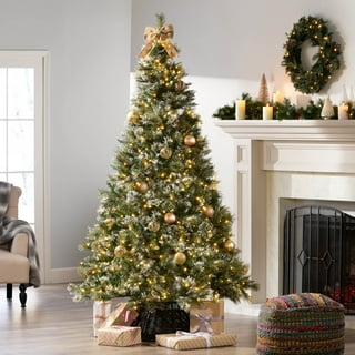 Noble House Pre-Lit 5' Artificial Twig Christmas Tree with 186 Warm White LED Lights, Champagne Glitter