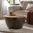 thumbnail image 1 of Noble House Preston Handcrafted Modern Industrial Mango Wood and Iron Coffee Table, Natural, Black, 1 of 8