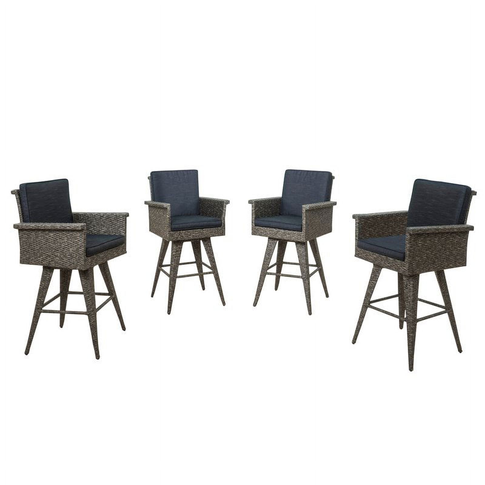 Noble House Puerta Mixed Black Wicker Barstools (Set of 4)