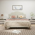 thumbnail image 1 of Noble House Queen Size Platform Bed, Linen Upholstered with Adjustable Headboard, Modern Simple Style, Beige, 1 of 12