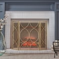 thumbnail image 1 of Noble House Quincy Modern Three Panel Iron Firescreen, Gold Finish, 1 of 3