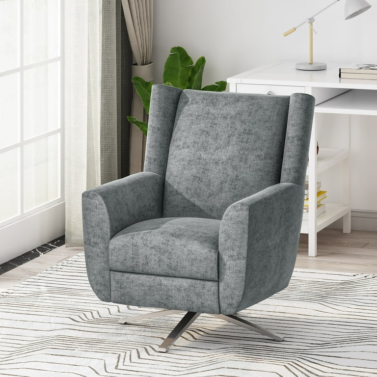 Noble House Ranya Fabric and Iron Swivel Chair Gray