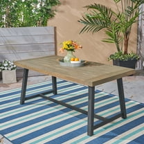 Noble House Raphael 70.75" Wood Top Patio Dining Table in Sandblast Gray