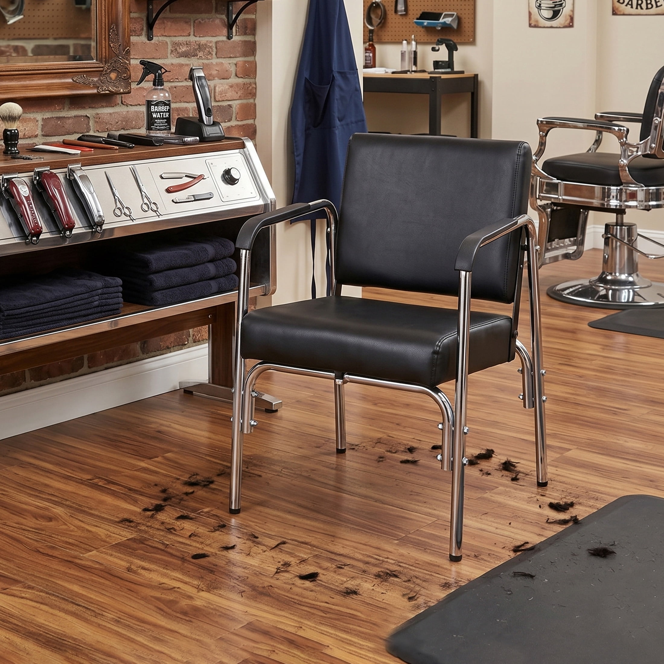 Noble House Reclining Shampoo Chair, 135° Adjustable PU Salon Chair, 4-Leg Base, Black