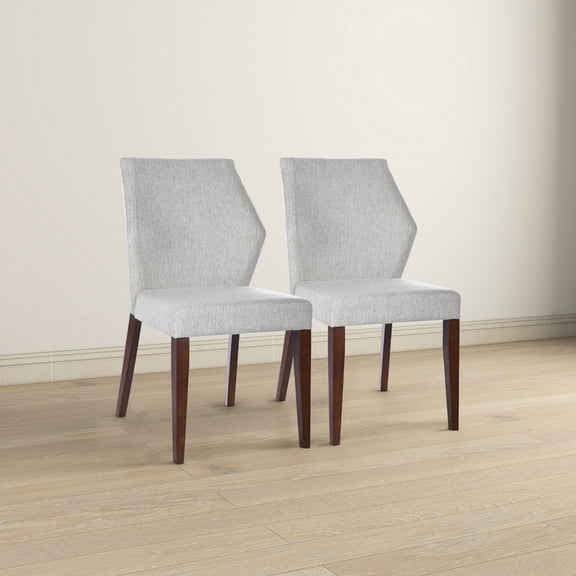 Noble House Red Luca Modern Dining Chair Set, Fabric Upholstery with Solid Wood Frame, Padded Seat, Set of 2, Light Grey