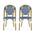 thumbnail image 1 of Noble House Remi Aluminum & Faux Rattan Bistro Chairs in Blue/White (Set of 2), 1 of 8