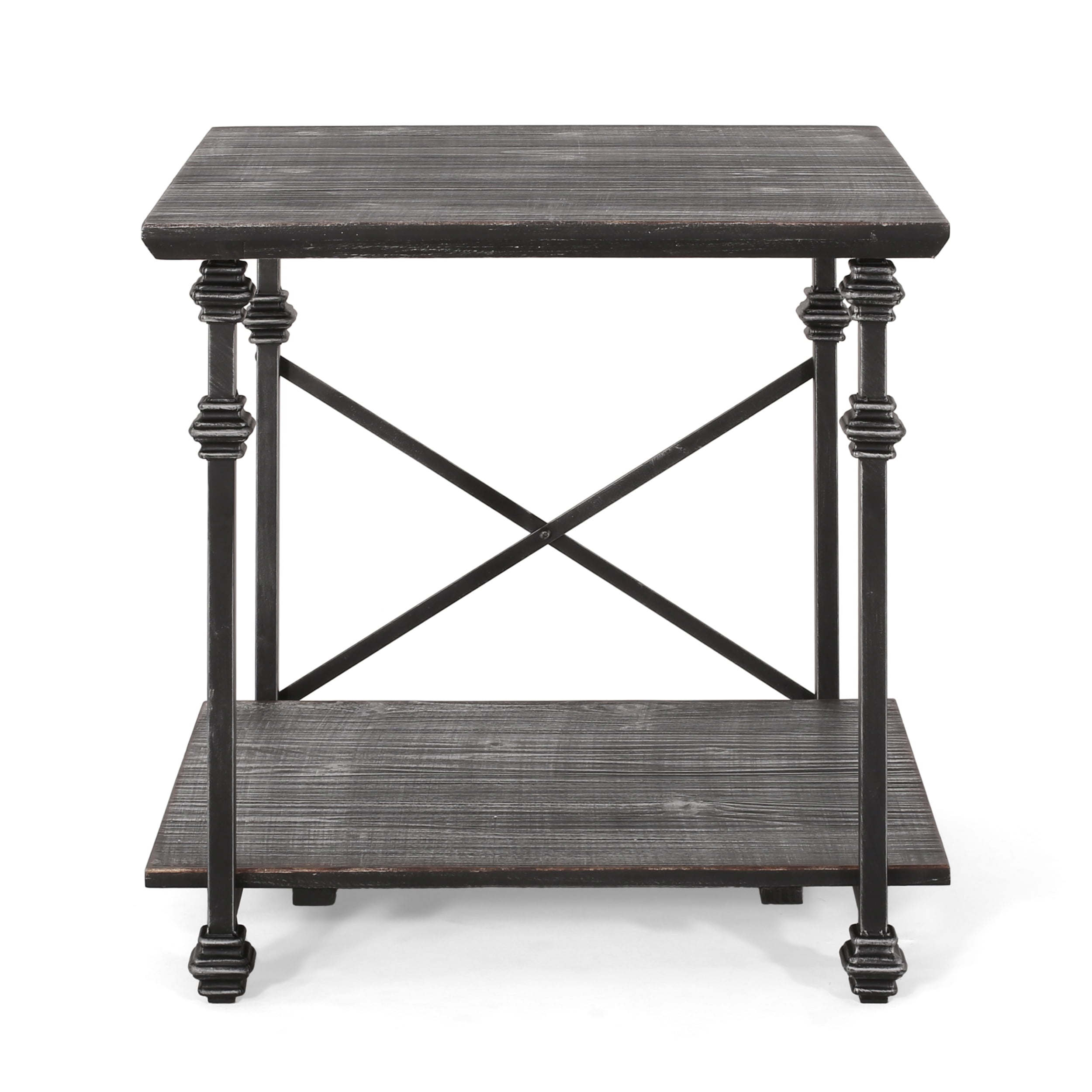 Noble House Remy Modern Industrial End Table, Gray, Pewter