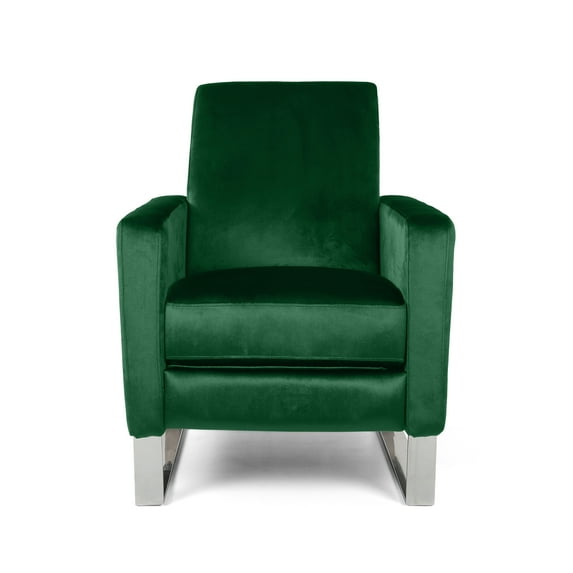 Noble House Remy Standard Velvet Push Back High Leg Recliner, Green