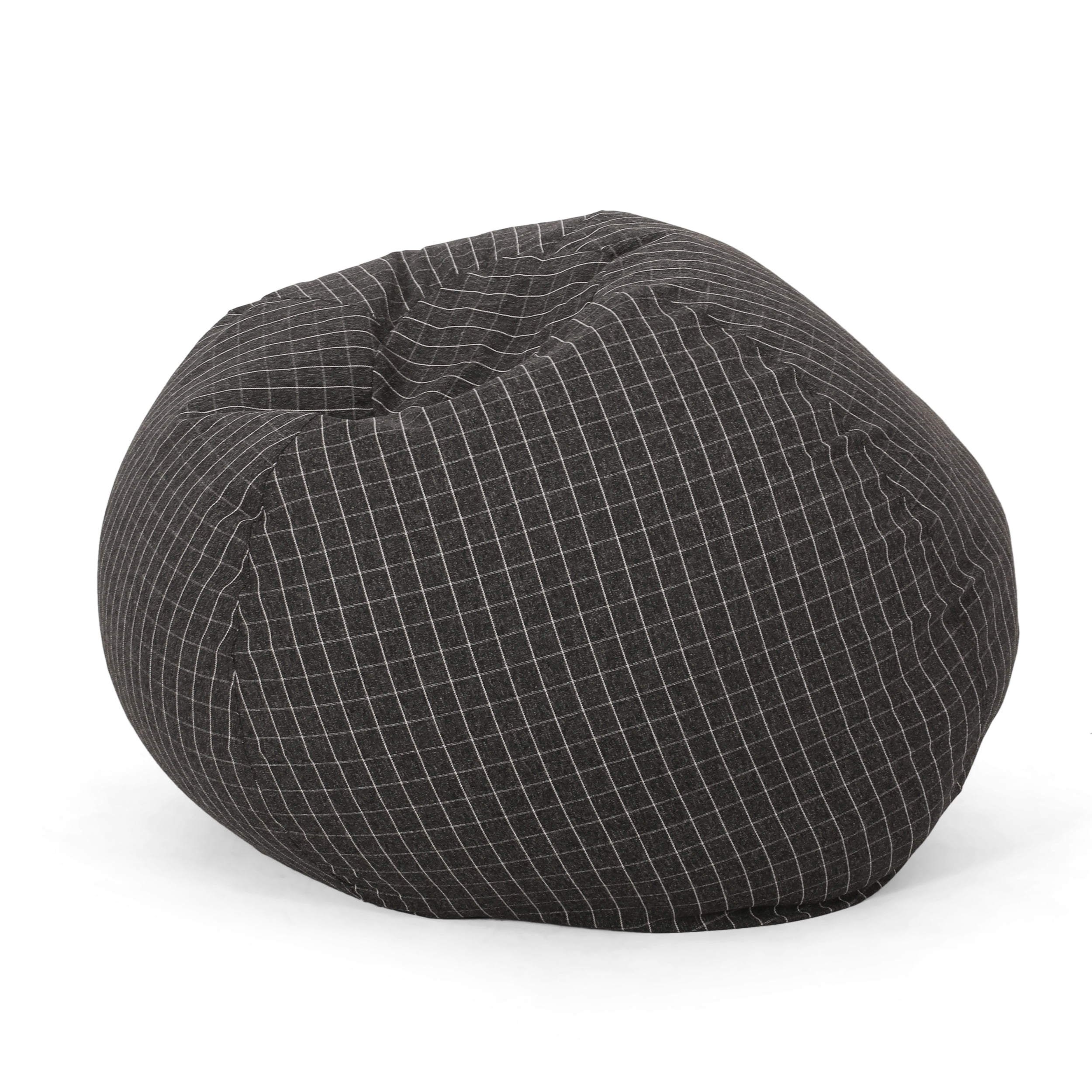 Noble House Richards 5 Foot Fabric Bean Bag, Checkered Black and White