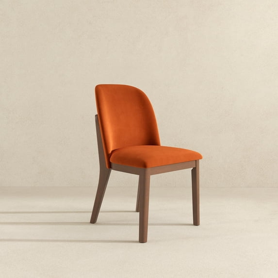 Noble House Robert Kaitlyn Dining Chair Set, Mid-Century Modern Velvet Upholstery, Set of 2, Burnt Orange