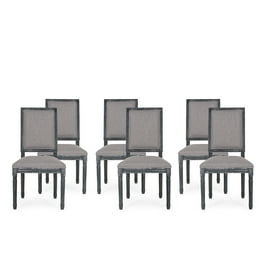 Noble House Beckstrom French Fabric Dining Chair Set of 6 Gray