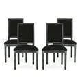 thumbnail image 1 of Noble House Robin French Wood Upholstered Dining Chair, Set of 4, Black, 1 of 9