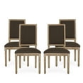 thumbnail image 1 of Noble House Robin French Wood Upholstered Dining Chair, Set of 4, Brown, 1 of 9