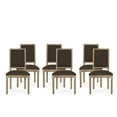 thumbnail image 1 of Noble House Robin French Wood Upholstered Dining Chair, Set of 6, Brown, Natural, 1 of 9