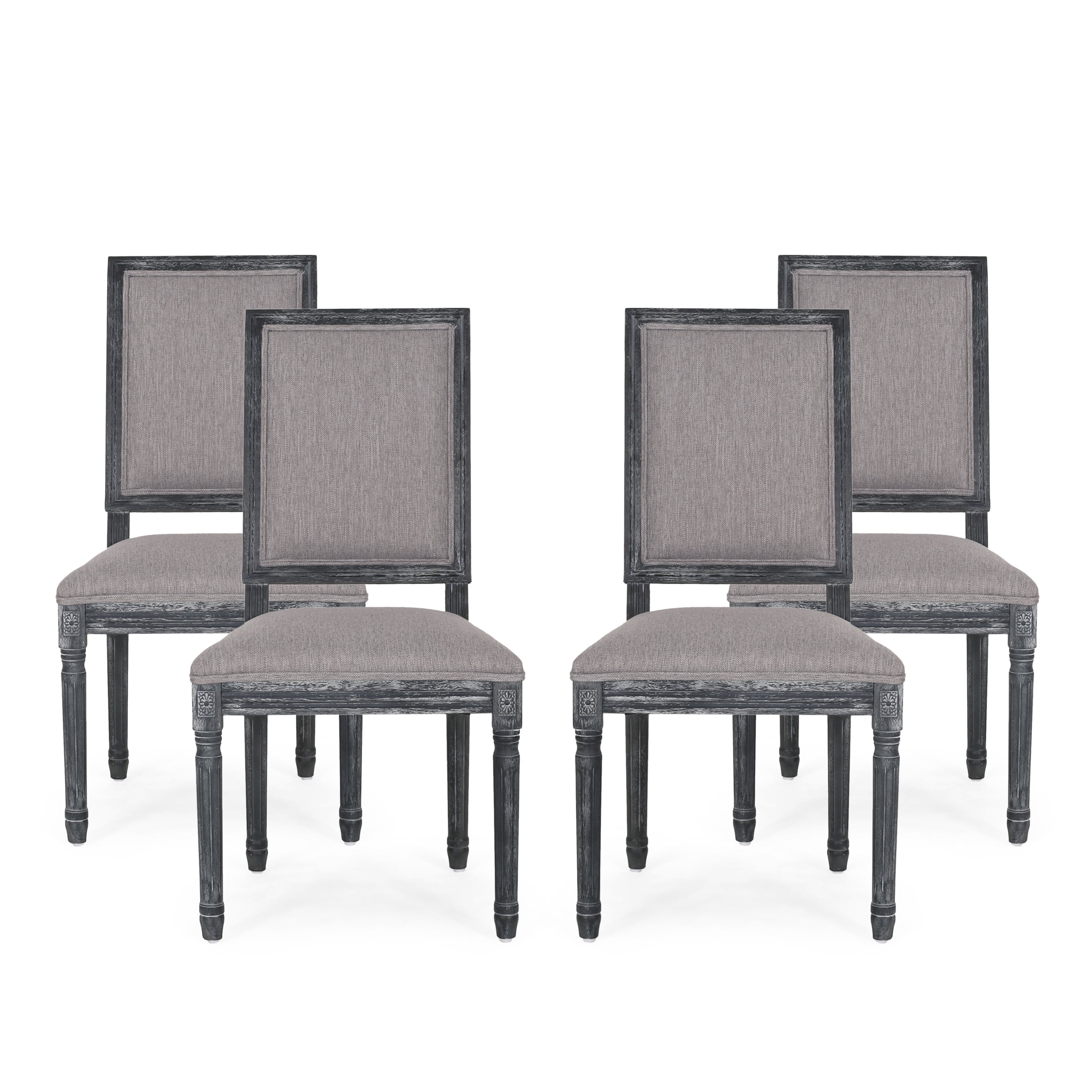 Noble House Robin Wood Upholstered Dining Chair, Set of 4, Gray