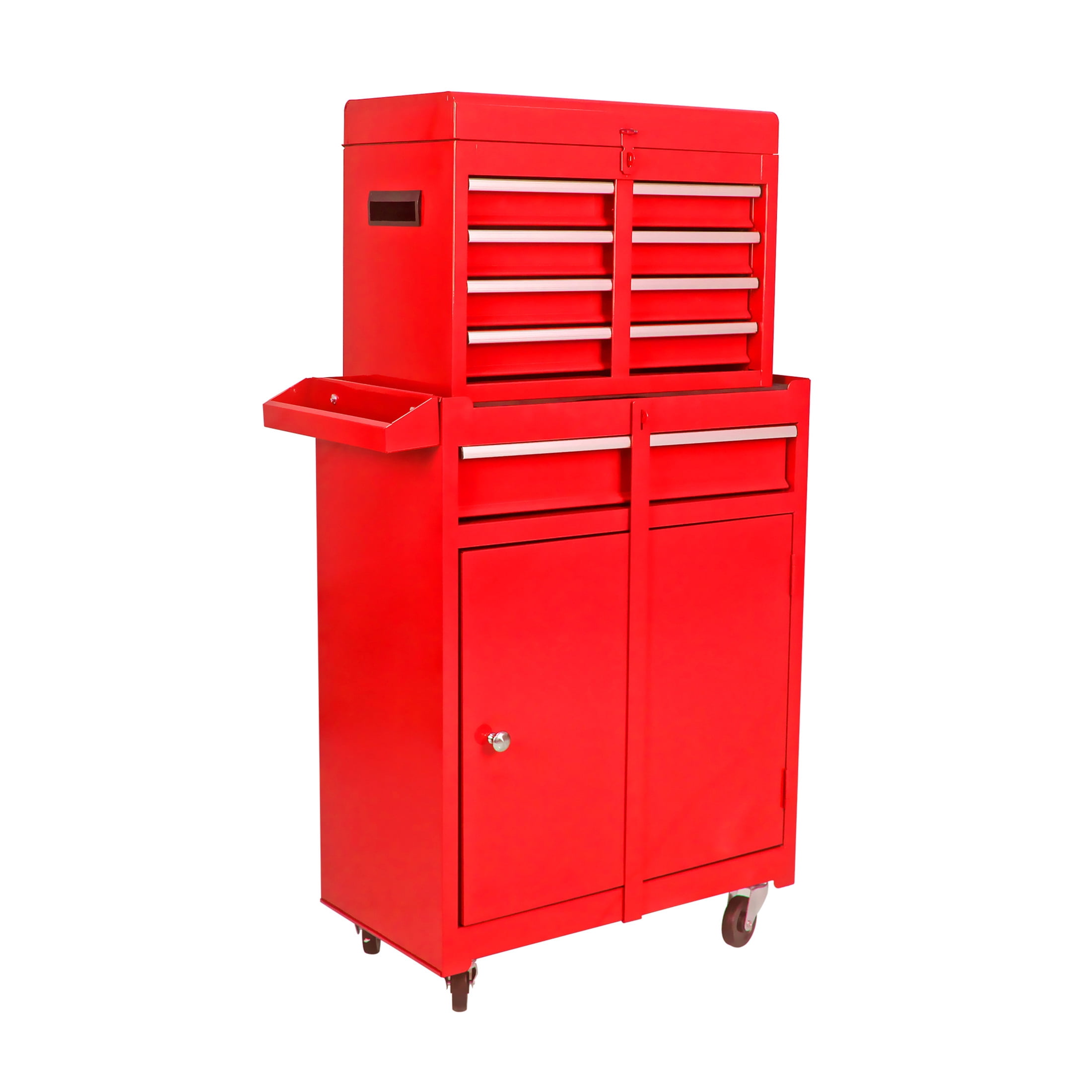 Noble House Rolling Tool Chest, 5-Drawer Metal Storage Box Organizer with Detachable Top & Adjustable Shelf, Red