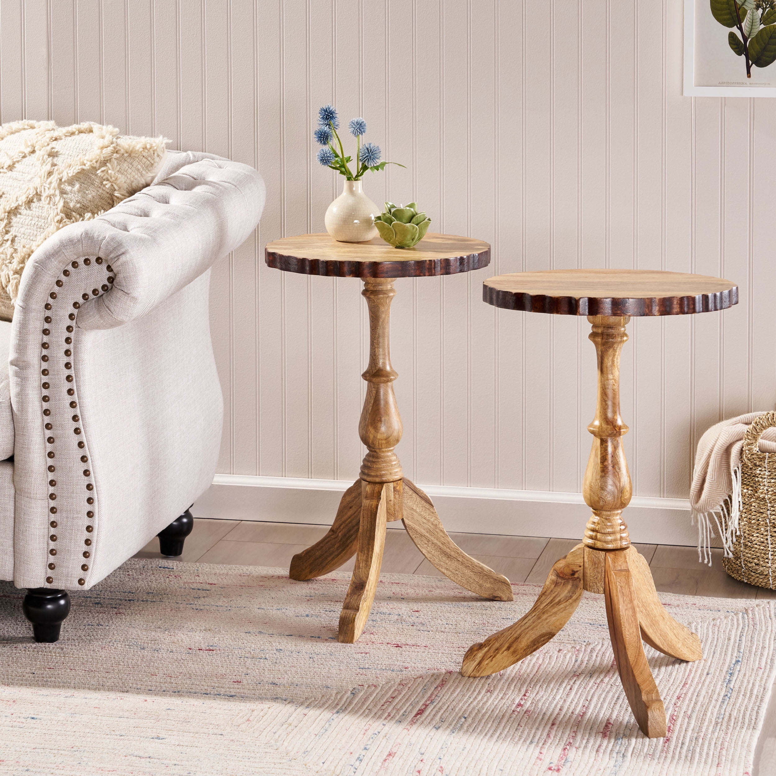 Noble House Rooker Mango Wood End Table (Set of 2), Natural