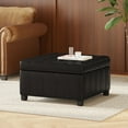 thumbnail image 1 of Noble House Rosalla Faux Leather Storage Ottoman, Midnight Black, Dark Brown, 1 of 13