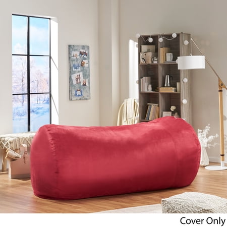 Noble House Rosalyn Traditional 8 Foot Suede Bean Bag Cover, Red