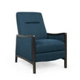 thumbnail image 1 of Noble House Roski Navy Blue Upholstered Recliner with Dark Walnut Frame, 1 of 8