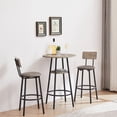 thumbnail image 1 of Noble House Round 3-Piece Bar Set, Pub Table with Shelf & 2 Upholstered Stools, Industrial Small Space Design, Grey, 1 of 12
