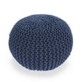 thumbnail image 1 of Noble House Round Plush Cotton Pouf, Blue, 1 of 4