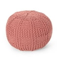 thumbnail image 1 of Noble House Round Plush Fabric Poufs, Red, 1 of 5