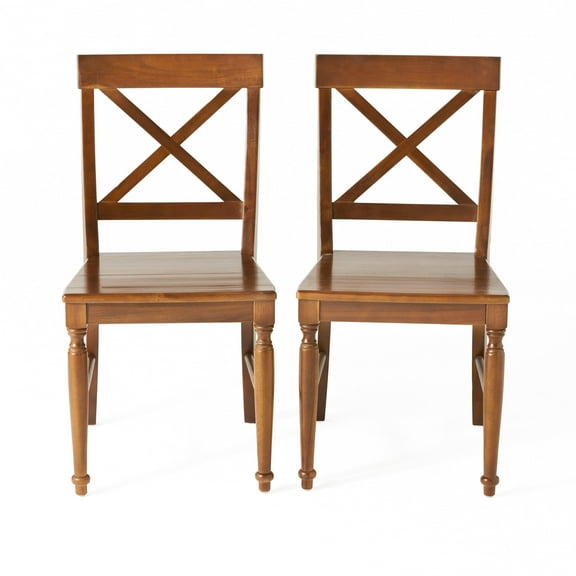 Noble House Rowland Modern Acacia Wood Dining Chairs, Set of 2, Dark Oak