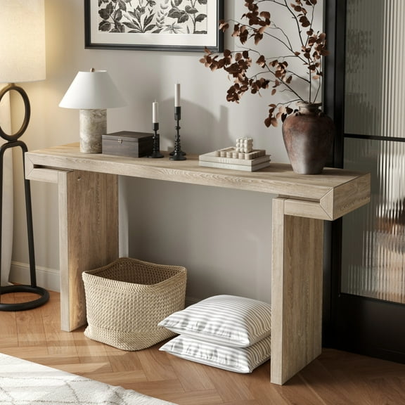 Noble House Rustic Farmhouse Console Table , Distressed Wood Finish Entryway Sofa Side Table for Living Room, Hallway,Natural Wood