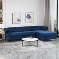 thumbnail image 1 of Noble House Rustyn Velvet Sectional Chaise Sofa, Midnight Blue, Blue, 1 of 9
