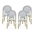 thumbnail image 1 of Noble House Elize Aluminum & Faux Rattan Bistro Chairs in Blue/White (Set of 4), 1 of 9