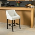 Noble House Rylan Ivory Quilted Bonded Leather Bar Stool