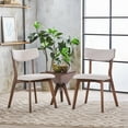 thumbnail image 1 of Noble House Sadie Indoor Mid-Century Fabric Dining Chairs, Set of 2, Beige, Walnut, 1 of 8