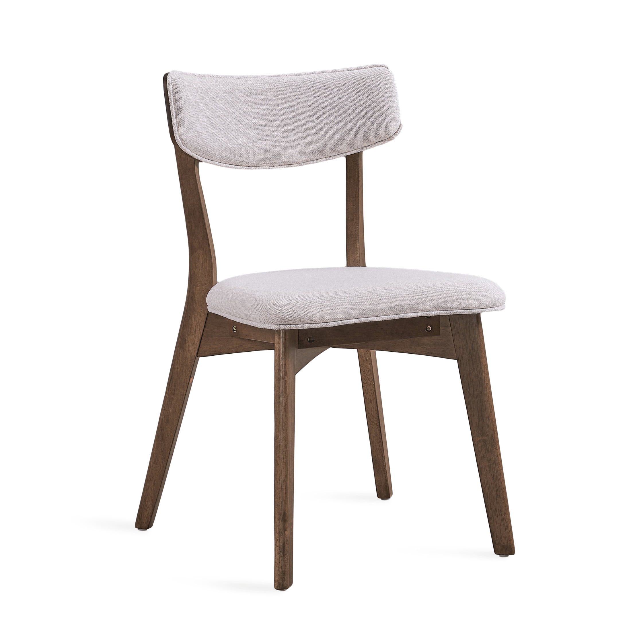 Noble House Sadie Indoor Mid Century Modern Fabric Dining Chairs, Set of 4, Beige+Walnut