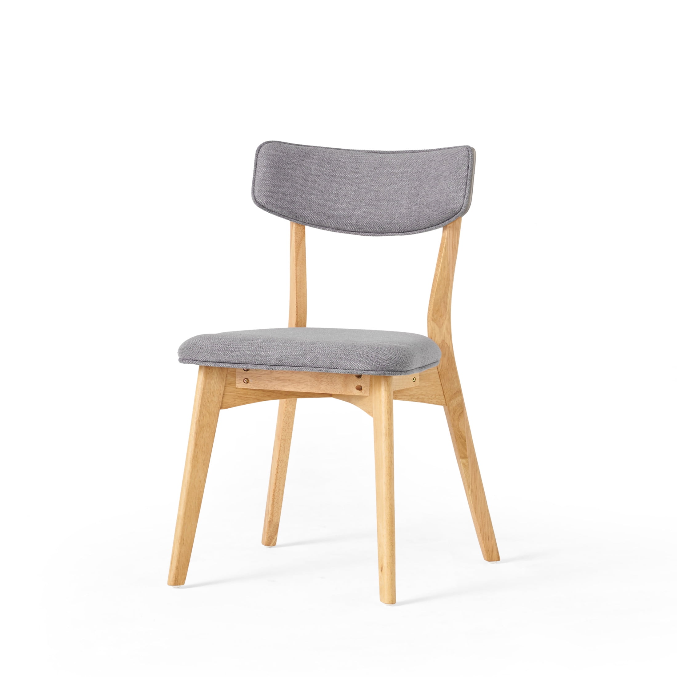 Noble House Sadie Indoor Mid Century Modern Fabric Dining Chairs, Set of 4, Grey+Natural