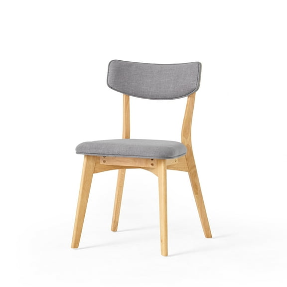 Noble House Sadie Indoor Mid Century Modern Fabric Dining Chairs, Set of 4, Grey+Natural