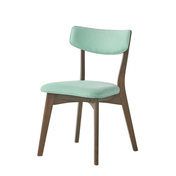Noble House Sadie Indoor Mid Century Modern Fabric Dining Chairs, Set of 4, Mint+Walnut