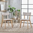 thumbnail image 1 of Noble House Sadie Mid Century Fabric Dining Chairs, Set of 2, Natural Oak, Beige, 1 of 6