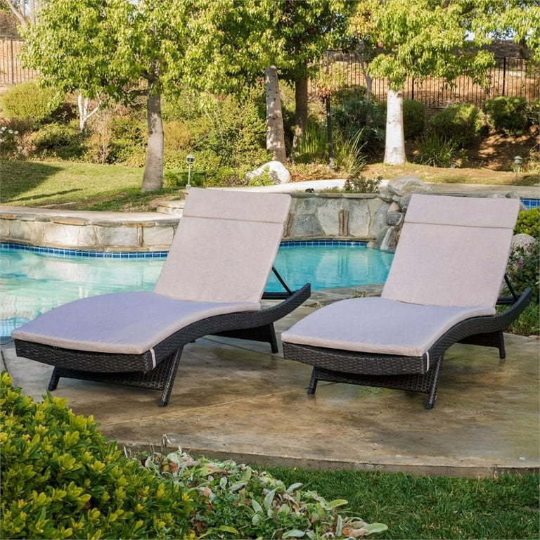 Noble House Salem Outdoor Adjustable Metal Chaise Lounge in Gray Set of 2