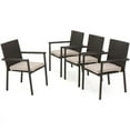 thumbnail image 1 of Noble House San Pico Wicker Patio Dining Arm Chair in Brown (Set of 4), 1 of 10