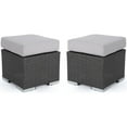 thumbnail image 1 of Noble House Santa Rosa 16" Grey Wicker Ottoman Seat w/Silver Cushion (Set of 2), 1 of 20