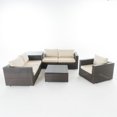 thumbnail image 1 of Noble House Santa Rosa 5 Seater Multibrown Wicker Sectional with Beige Cushions, 1 of 16
