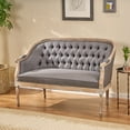thumbnail image 1 of Noble House Sarahbella Fabric Loveseat with Nailhead, Dark Gray, 1 of 13
