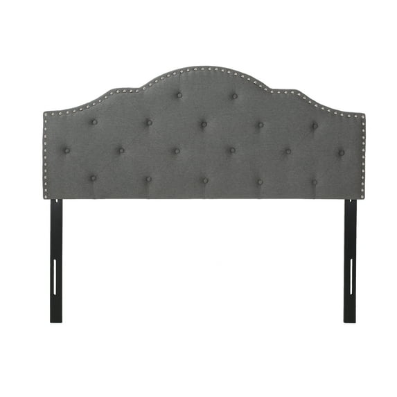 Noble House Seamus Contemporary Upholstered Queen/Full Headboard, Charcoal Gray, Black