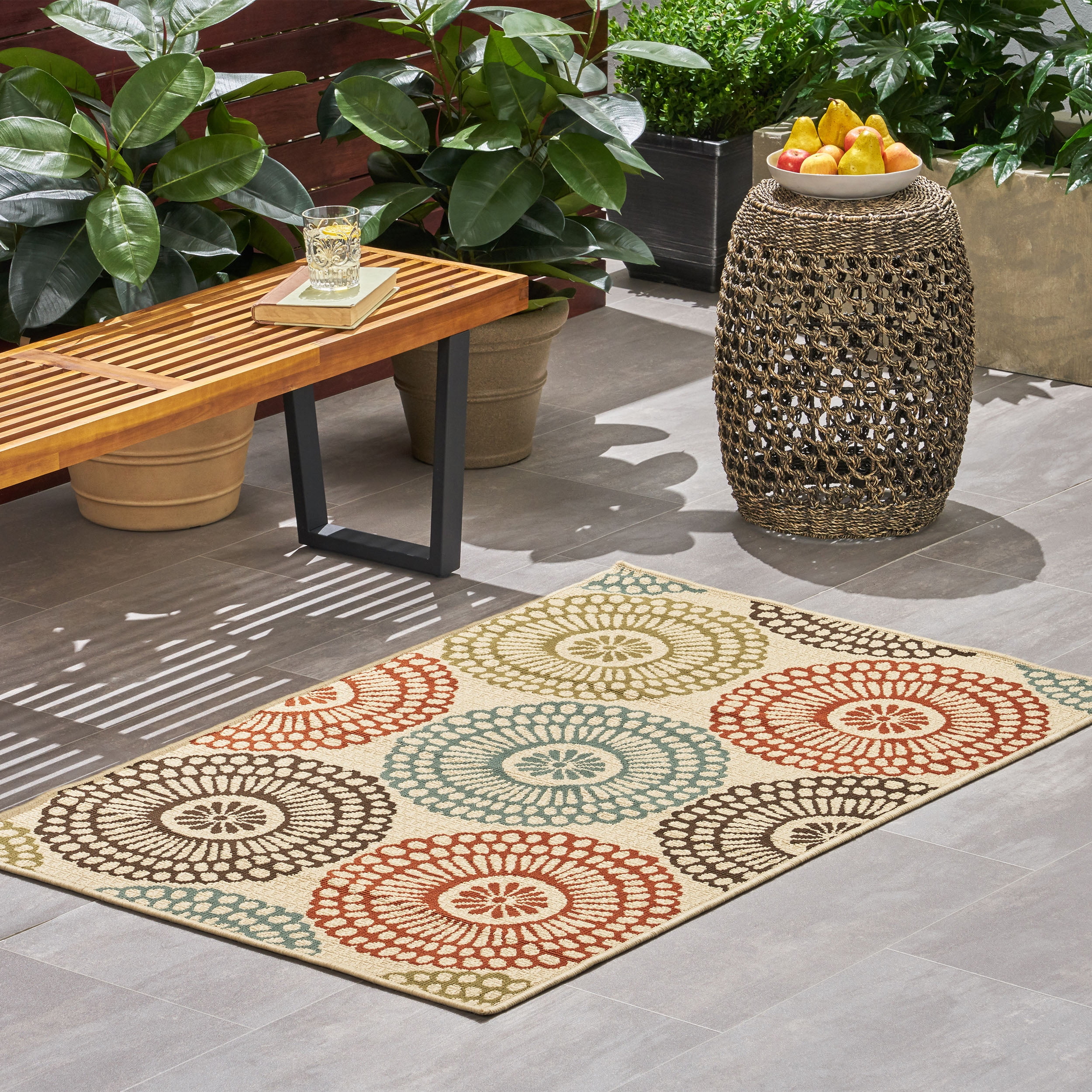 Noble House Seastar 60x39" Runner Fabric Outdoor Area Rug in Multi