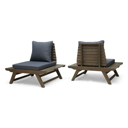 Noble House Sedona Outdoor Wooden Club Chairs  (Set of 2) Gray Finish