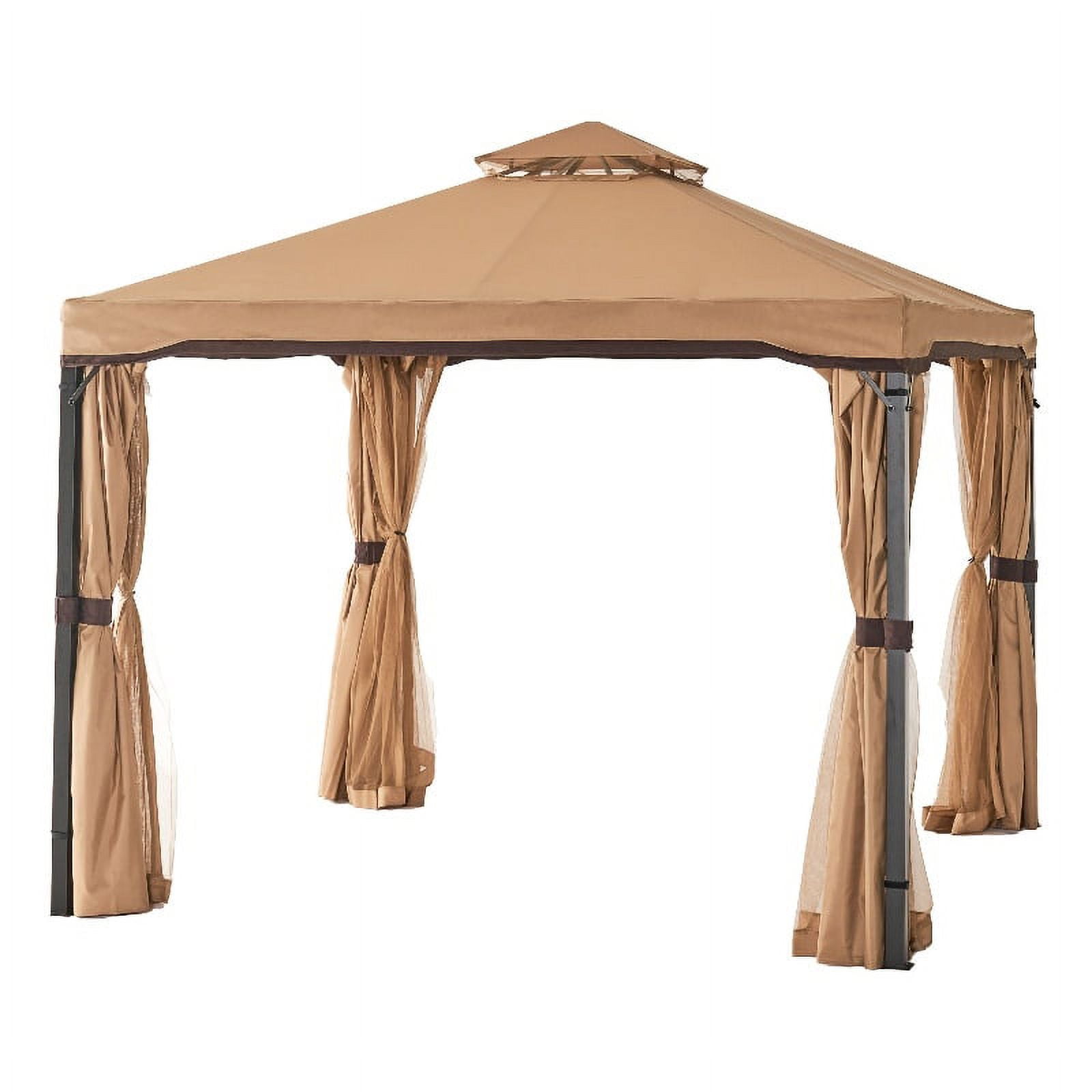 Noble House Skyline Outdoor 10' x 10' Canopy Gazebo with Curtains in ...